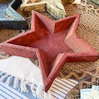 Patriotic Distressed Wooden Star Bowls, Set of 3