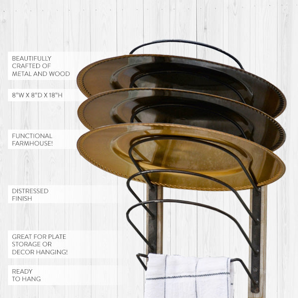 Contemporary Plate Racks Modern Utilitarian Wall Mounted Plate Display Rack - Decor Steals