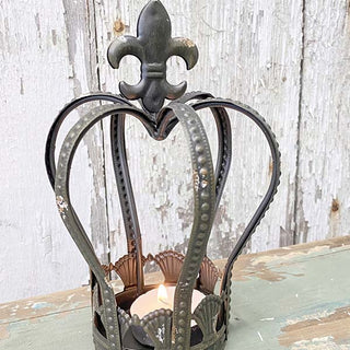 Rustic Crown Tea Light Lantern