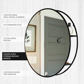 Round Storage Mirror | Modern Farmhouse