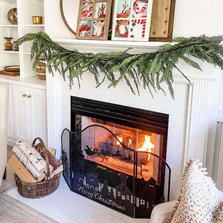 Merry Christmas Village Fireplace Screen