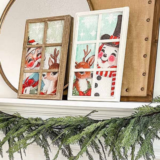 Nostalgic Holiday Scene Canvas Window Frame, Pick Your Style