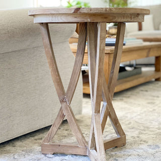 Organic Wood Curved Leg Accent Table