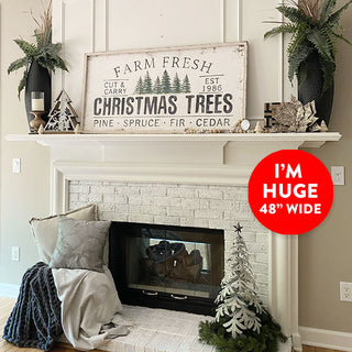 48 Inch Antique Inspired Farm Fresh Christmas Trees Sign