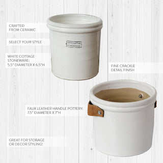 Crackled Finish Ceramic Crock Canister, Pick Your Style