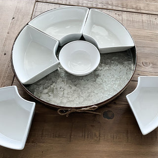 Ceramic 6 Section Dip Server with Metal Tray