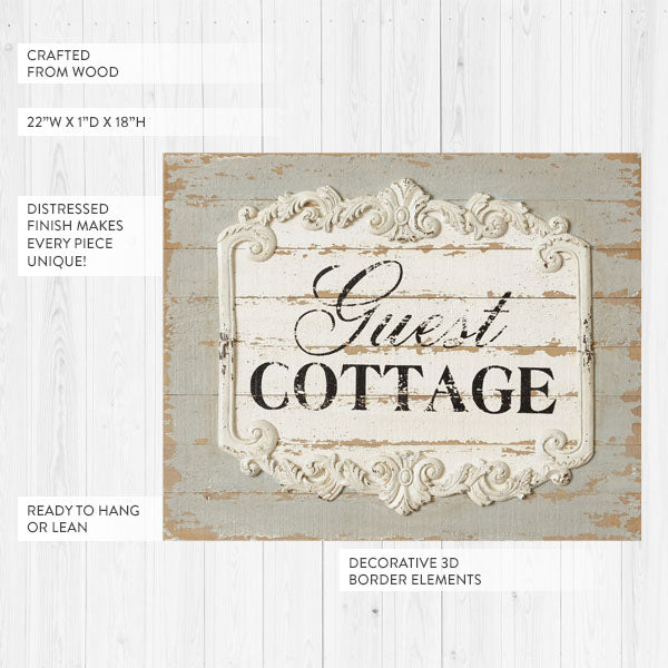 Distressed Victorian Guest Cottage Sign - Decor Steals