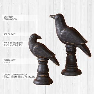 Distressed Raven Statues, Set of 2