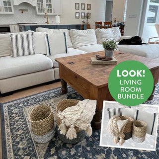 Living Room Bundle - Includes 3 pillows, 2 baskets, and 1 blanket