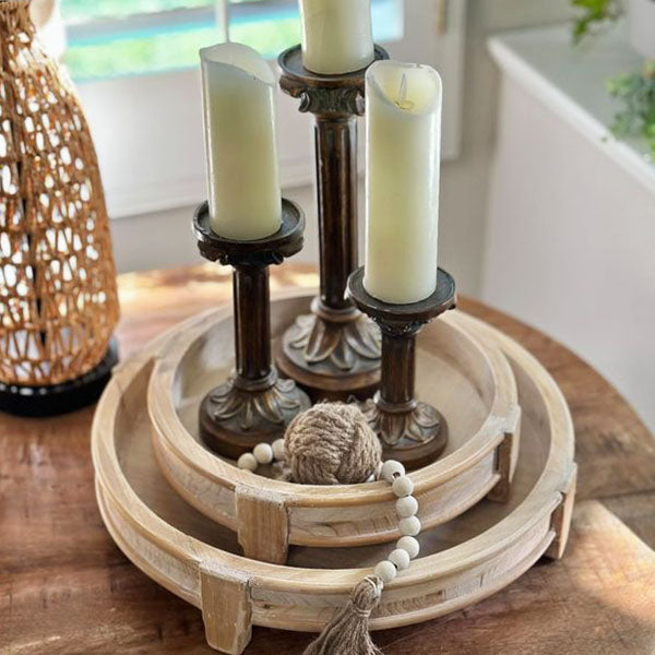 Footed Round Tray Display Risers, Set of 2 - Decor Steals