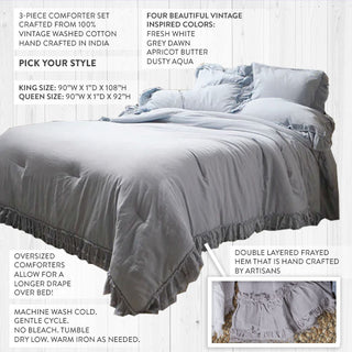 Frayed Edge 3 Piece Comforter Set, Pick Your Color