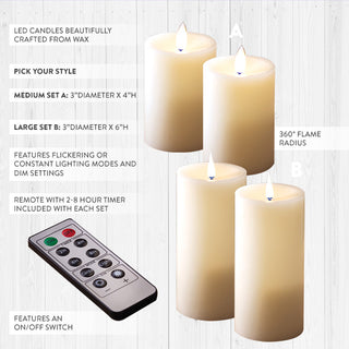Set of Two Multi Feature LED Wax Candles, Pick Your Size