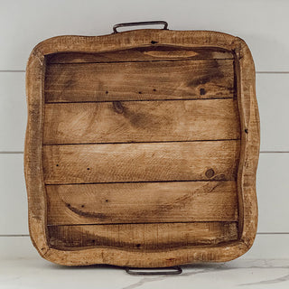 Wood Tray With Forged Metal Handles | Artisan Handmade