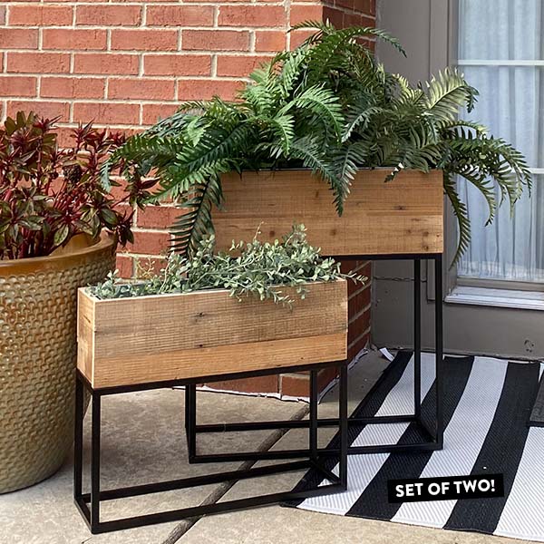 rustic indoor planter Wood and Metal Planters | Modern Industrial Farmhouse