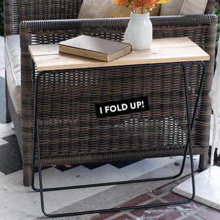Metal and Wood Folding Side Table | Rustic Farmhouse