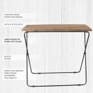 Metal and Wood Folding Side Table | Rustic Farmhouse