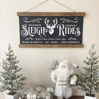 Old-Fashioned Sleigh Rides Canvas & Wood Sign, Pick Your Style