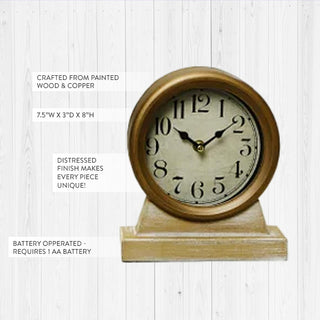 Round Copper Metal Table Clock