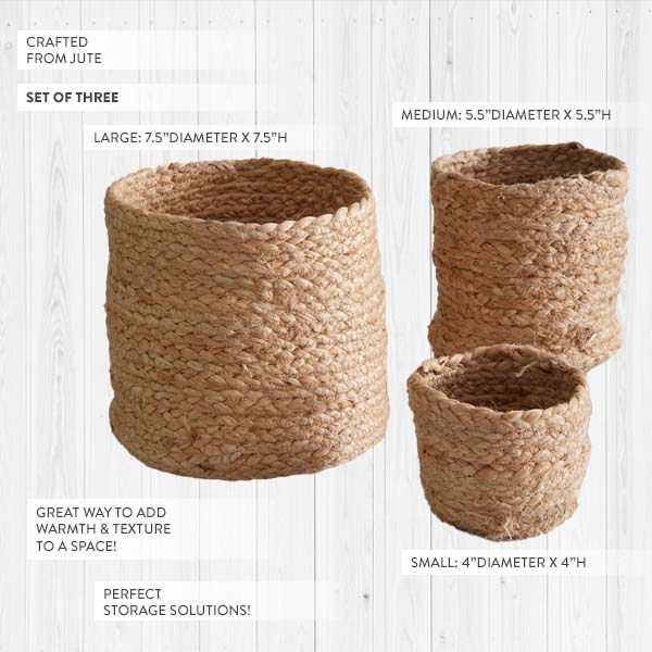 Jute Containers Jute Storage Containers, Set of 3 - Decor Steals