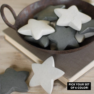 Set of Six Hand Carved Stone Stars, Pick Your Color