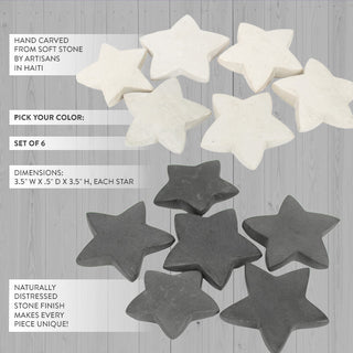 Set of Six Hand Carved Stone Stars, Pick Your Color