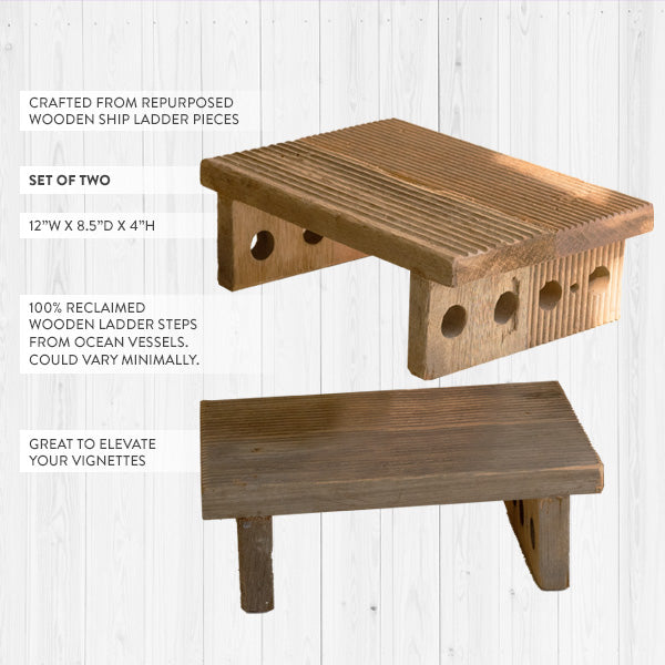 Repurposed Wooden Ship Ladder Risers, Set of 2 - Decor Steals