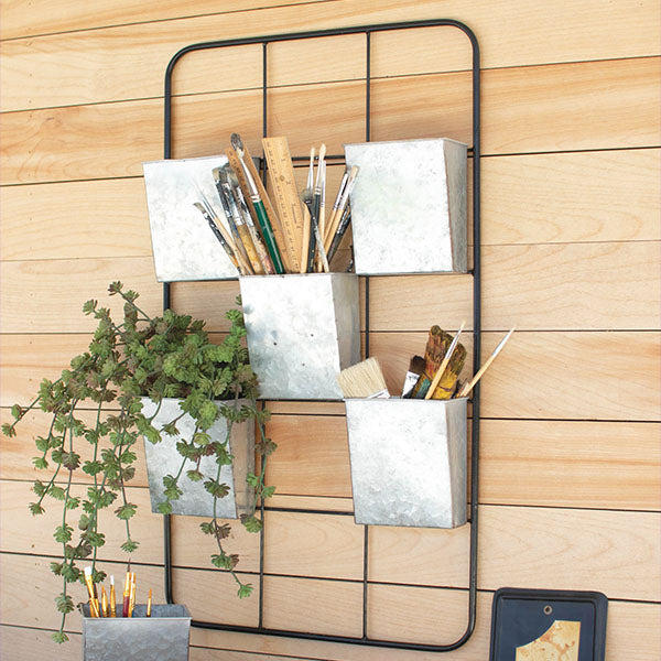 Metal Decor Racks Metal Wall Rack Organizer with Pockets - Decor Steals