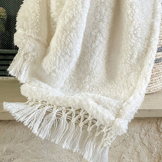 Sherpa Throw with Tassel Fringe, Pick Your Color