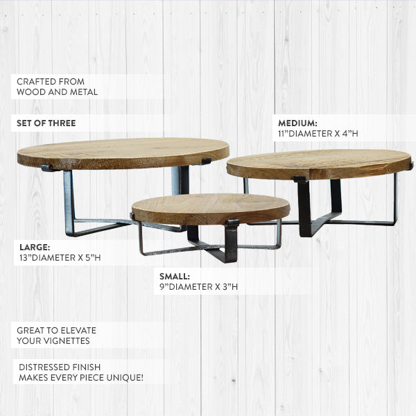 Round Modern Farmhouse Risers, Set of 3 - Decor Steals