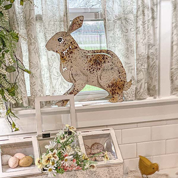 Distressed Metal Bunny Sculptures - Decor Steals