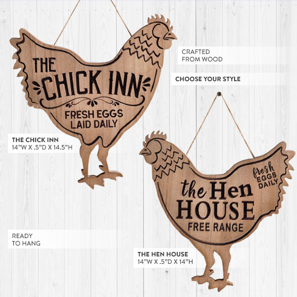 Hen Sign Wooden Chicken Signs - Decor Steals