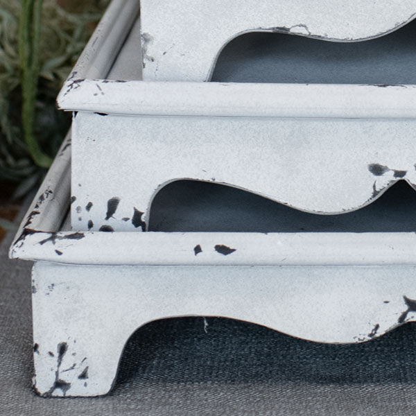 Chippy White Metal Risers, Set of 3 - Decor Steals