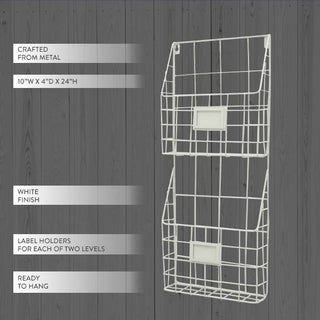 White Metal Two Tier Wall Basket