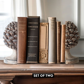 Distressed Pinecone Bookends