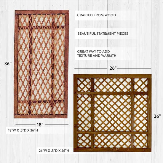 View of Lattice Wall Decor - A- Square Wood Lattice Wall Decor - Decor Steals