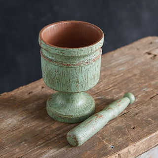 Decorative Vintage-Inspired Mortar and Pestle