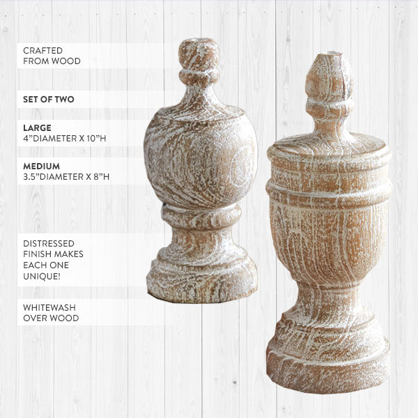 Turned Wood Finials, Set of Two - Decor Steals