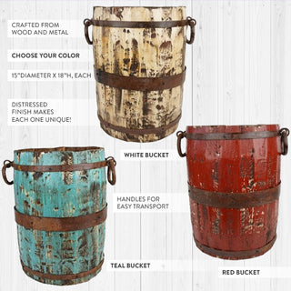 Handmade Spanish Pine Wood Bucket, Pick Your Color