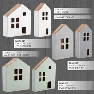 Wooden Village Houses, Pick Your Color | Set of 2