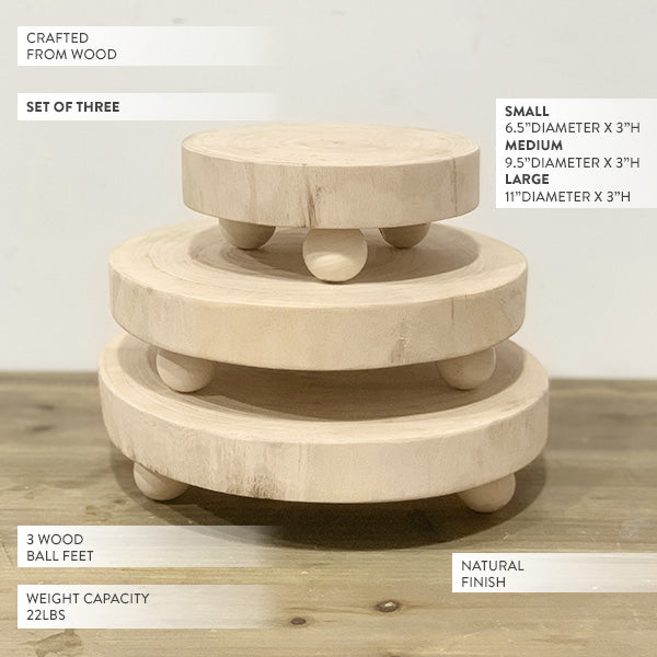 Round Wood Risers, Set of 3 - Decor Steals