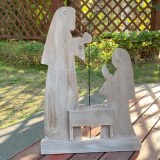 30 Inch Distressed Wooden Nativity with Stand
