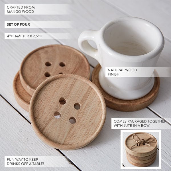 Button Designs Coasters Button Coasters, Set of 4 - Decor Steals
