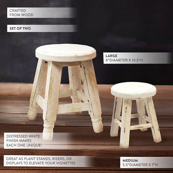 Whitewashed Riser Stools - Decor Steals
