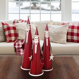 Antique Inspired Cone Santas, Set of 3