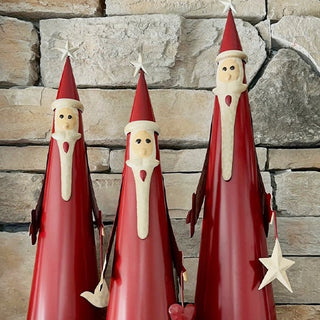 Antique Inspired Cone Santas, Set of 3