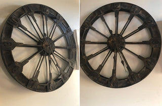 Three dimensional Industrial Heavy Metal Wagon Wheel Clock
