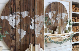 Repurposed Wooden Spool World Map