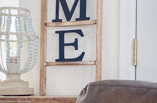 Vintage Wood Ladder With Metal "H O M E" Letters