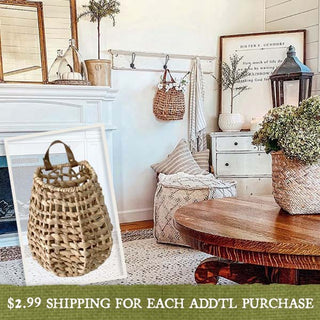 Wall Basket with Faux Leather Handle