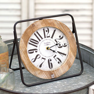 Rustic Wood and Metal Easel Clock